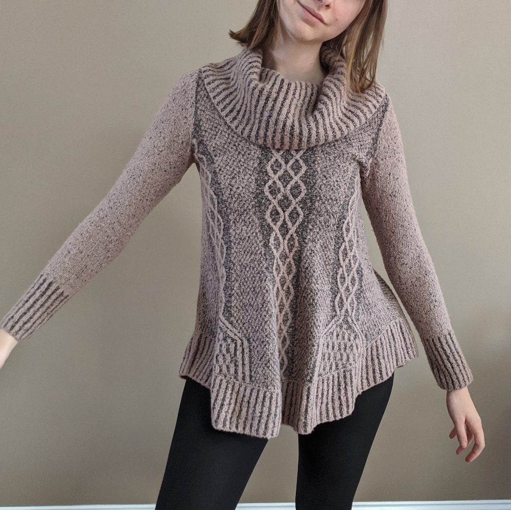 Ruby Moon Pink Cowl Neck Knit Sweater